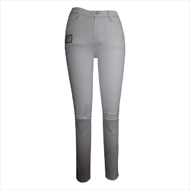 høj talje hvidt flået knæ og hæm skinny jean WS1001